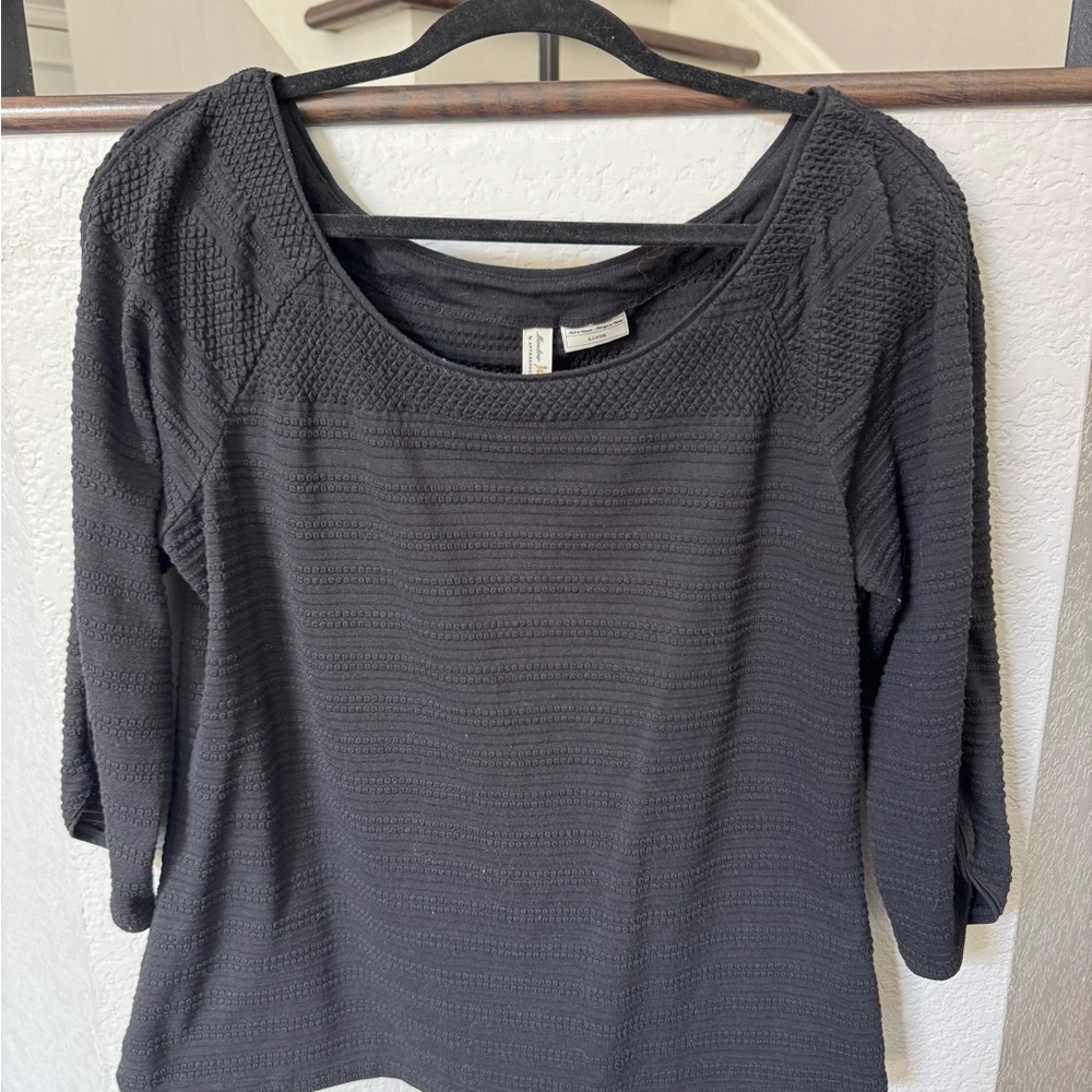 Anthropologie Meadow Rue Black Textured Blouse